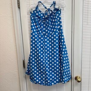 Blue Polka Dot Halter Dress